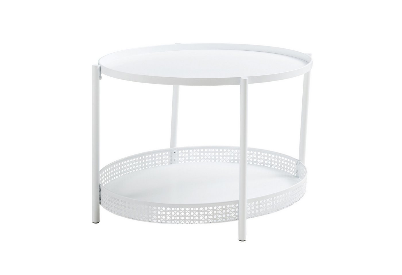 en.casa Couchtisch, »Jäller« Metall oval in Rattan-Optik 66 x 51 x 44 cm Weiß – Bild 3 von 5