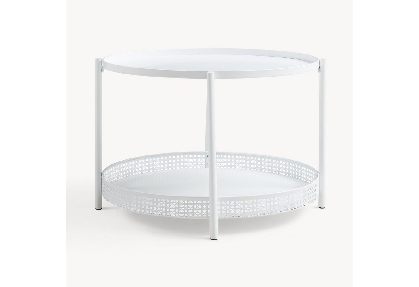 en.casa Couchtisch, »Jäller« Metall oval in Rattan-Optik 66 x 51 x 44 cm Weiß – Bild 5 von 5
