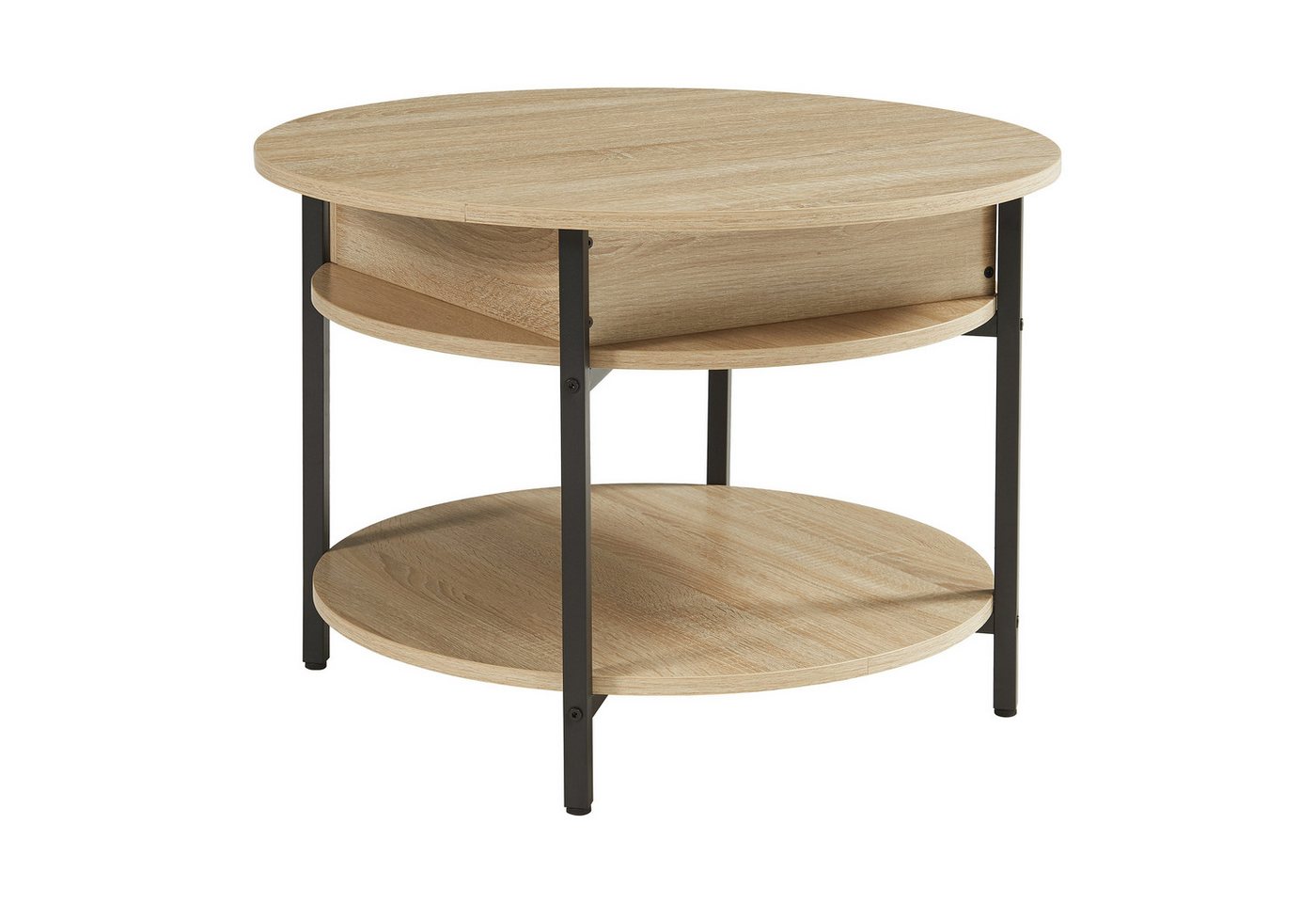 en.casa Couchtisch, »Kandas« mit Hebeplatte rund 70 x 49 cm Eicheoptik – Bild 4 von 5