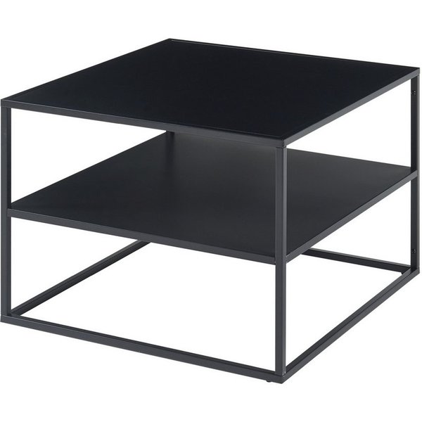 en.casa Couchtisch, »Solund« Beistelltisch mit Ablage 60x60x45 cm Schwarz, matt