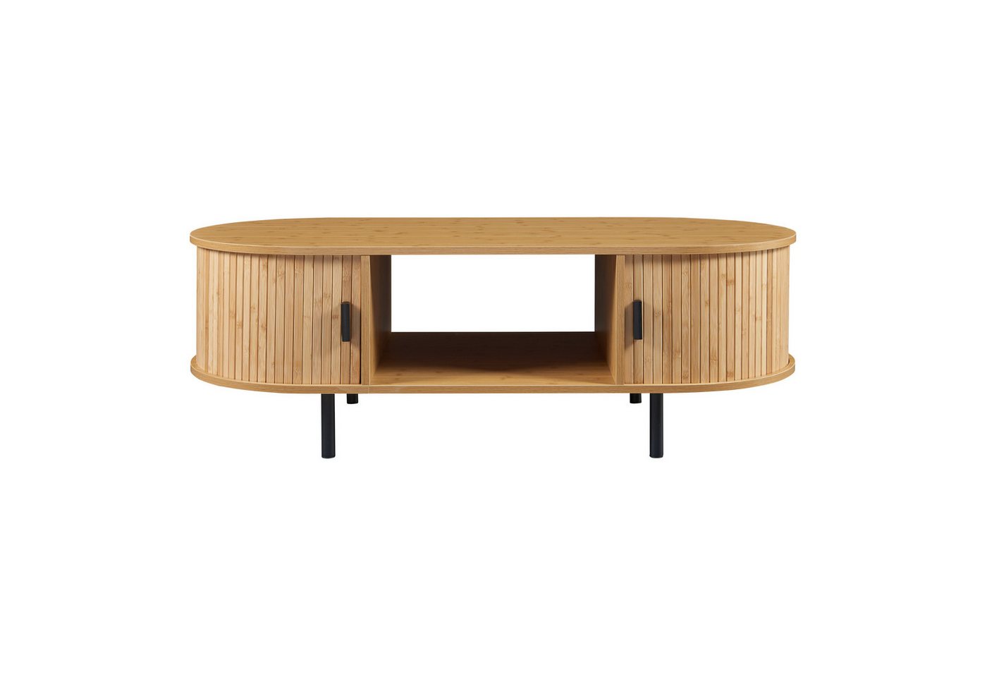 en.casa Couchtisch, »Tvedestrand« mit 2 Türen Metallbeine 120x55x40 cm Natur – Bild 5 von 5