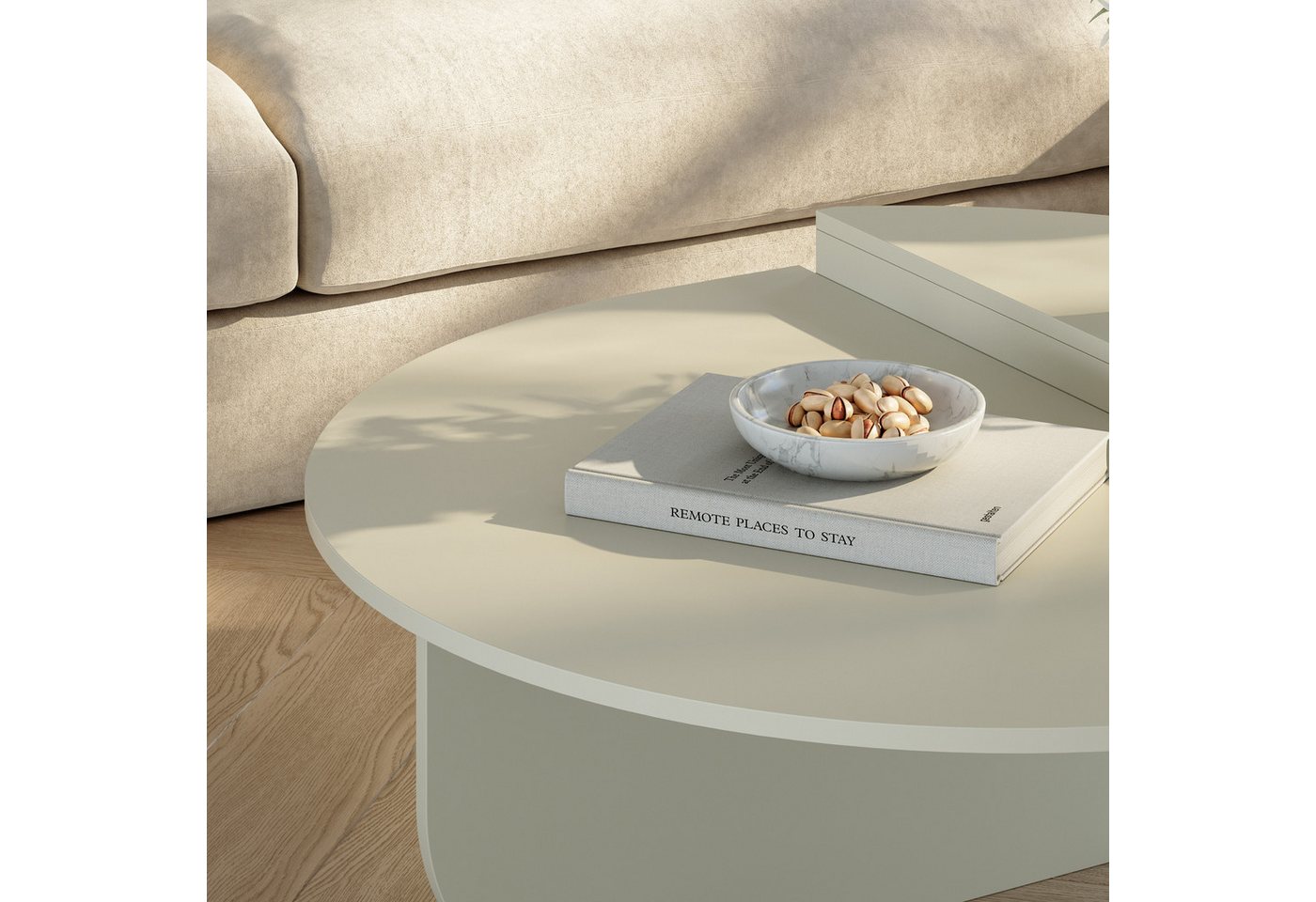 en.casa Couchtisch, »Tondesdaslo« mit doppelter Tischplatte 90x90x35 cm Sandfarben – Bild 5 von 5