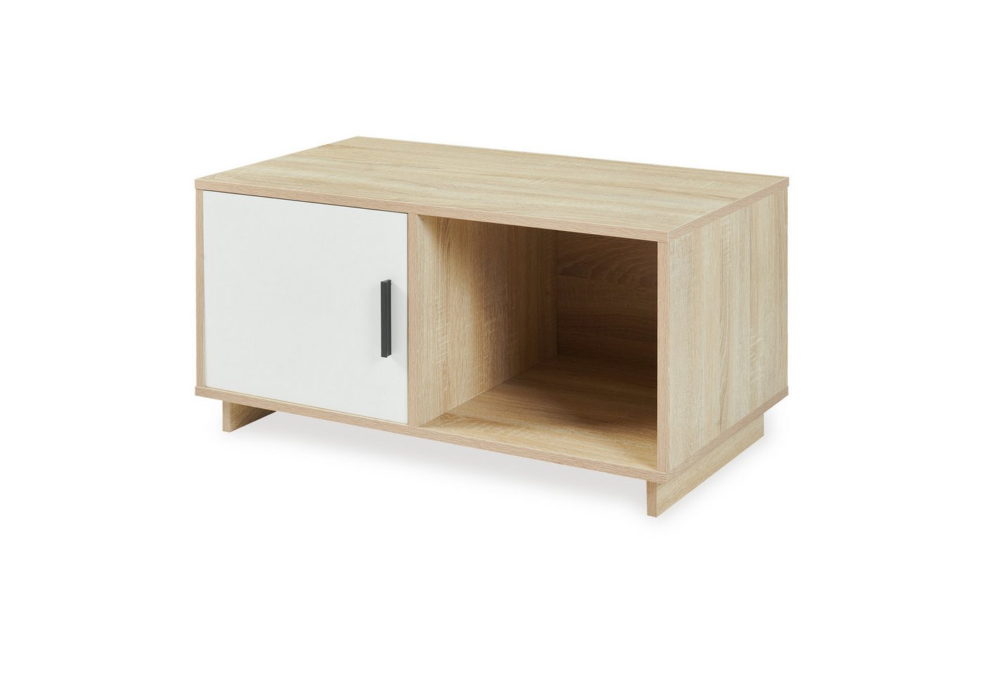 en.casa Couchtisch, »Kenta« mit Tür 80 x 45 x 40 cm Sonoma-Eicheoptik / Weiß – Bild 2 von 5