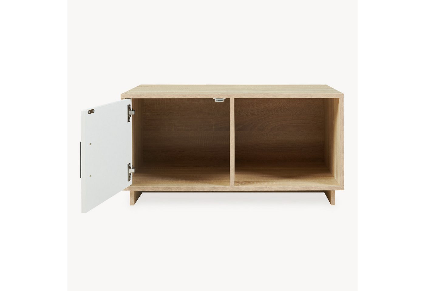 en.casa Couchtisch, »Kenta« mit Tür 80 x 45 x 40 cm Sonoma-Eicheoptik / Weiß – Bild 5 von 5
