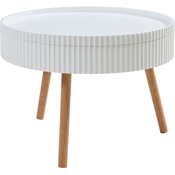 en.casa Couchtisch, »Bongard« Ø60 x 45 cm in gerillter Optik rund Weiß
