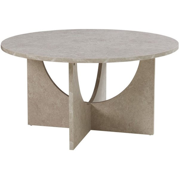 en.casa Couchtisch, »Rindal« rund 80 x 42 cm Betonoptik, hell