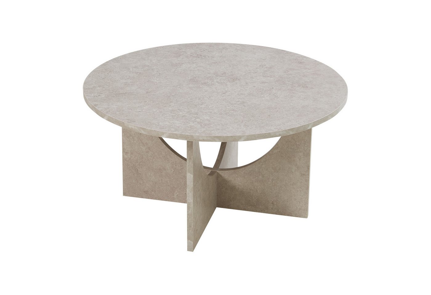 en.casa Couchtisch, »Rindal« rund 80 x 42 cm Betonoptik, hell – Bild 4 von 5