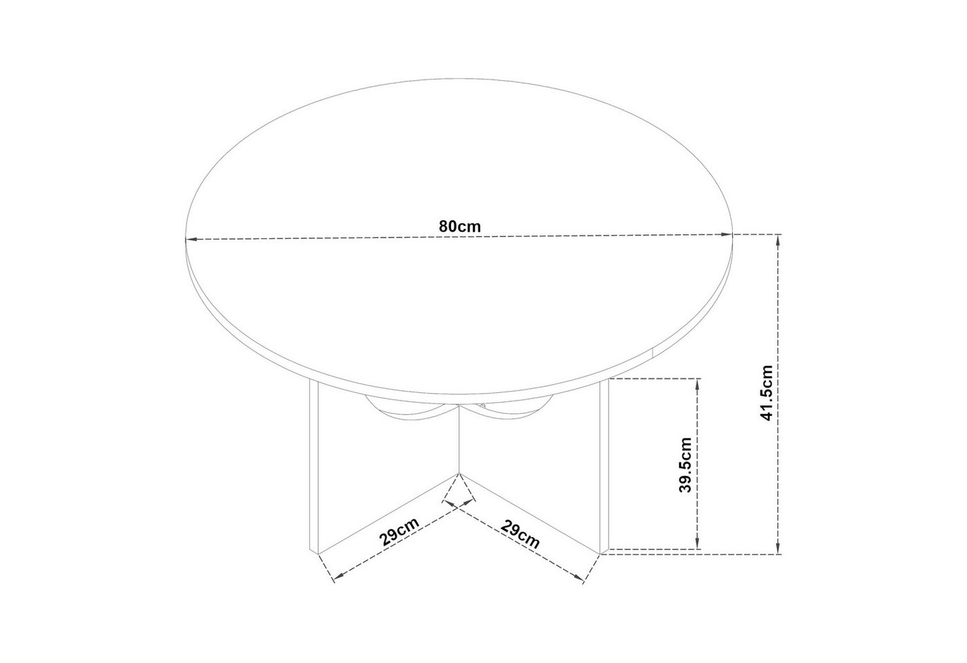 en.casa Couchtisch, »Rindal« rund 80 x 42 cm Betonoptik, hell – Bild 5 von 5