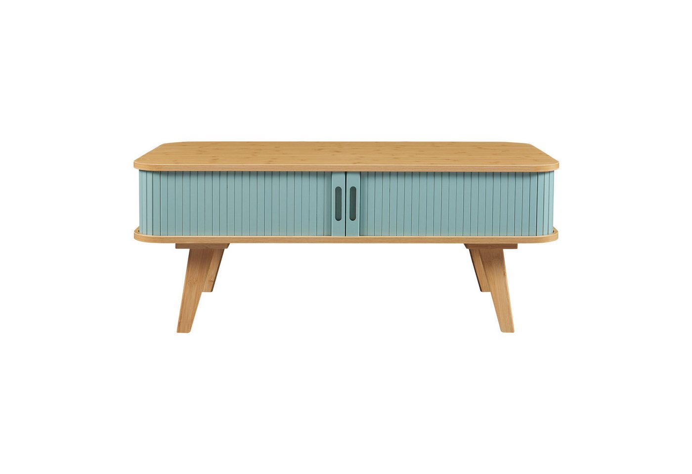 en.casa Couchtisch, »Tysvær« mit 2 Schiebetüren 100 x 50 x 40 cm Bambus/Blau – Bild 5 von 5