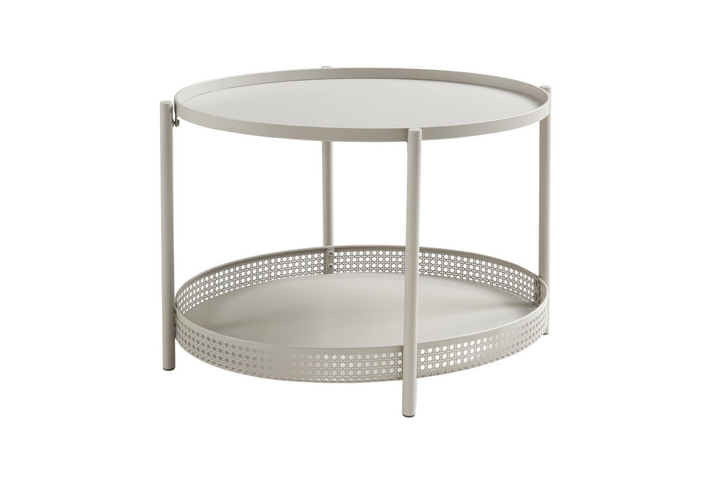 en.casa Couchtisch, »Jäller« Metall oval in Rattan-Optik 66 x 51 x 44 cm Taupe – Bild 3 von 5