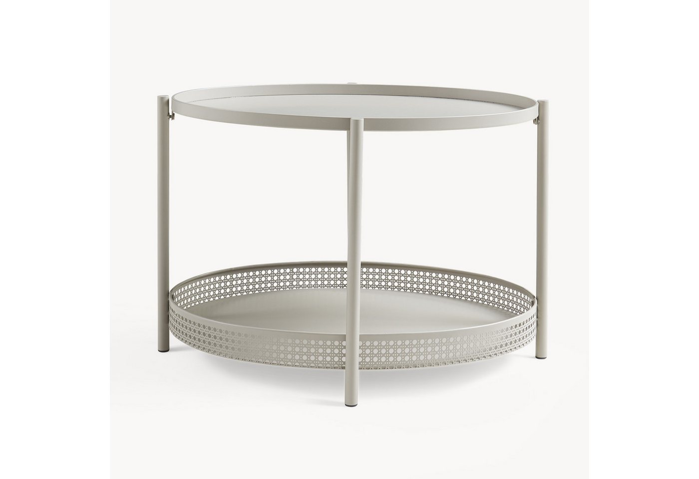 en.casa Couchtisch, »Jäller« Metall oval in Rattan-Optik 66 x 51 x 44 cm Taupe – Bild 5 von 5