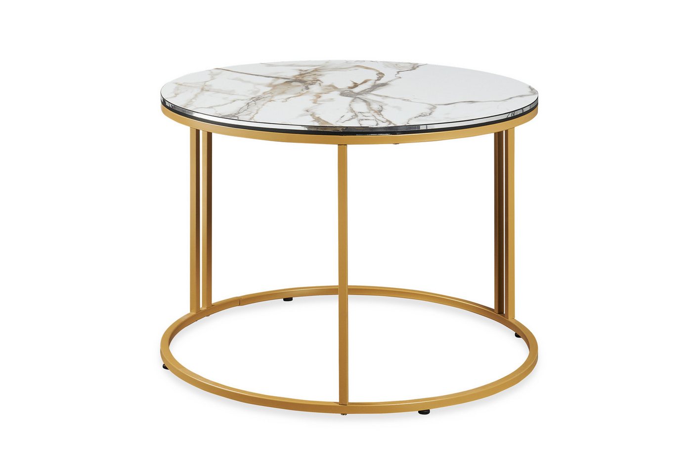 en.casa Couchtisch, Beistelltisch »Aulum« 50 x 70 cm Marmor, Weiß / Gold – Bild 2 von 5