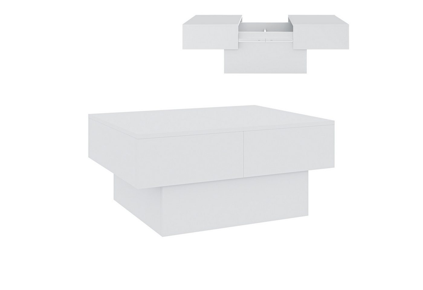 en.casa Couchtisch, ausziehbar »Lens« mit Stauraum 80x60x36 cm Weiß – Bild 3 von 5
