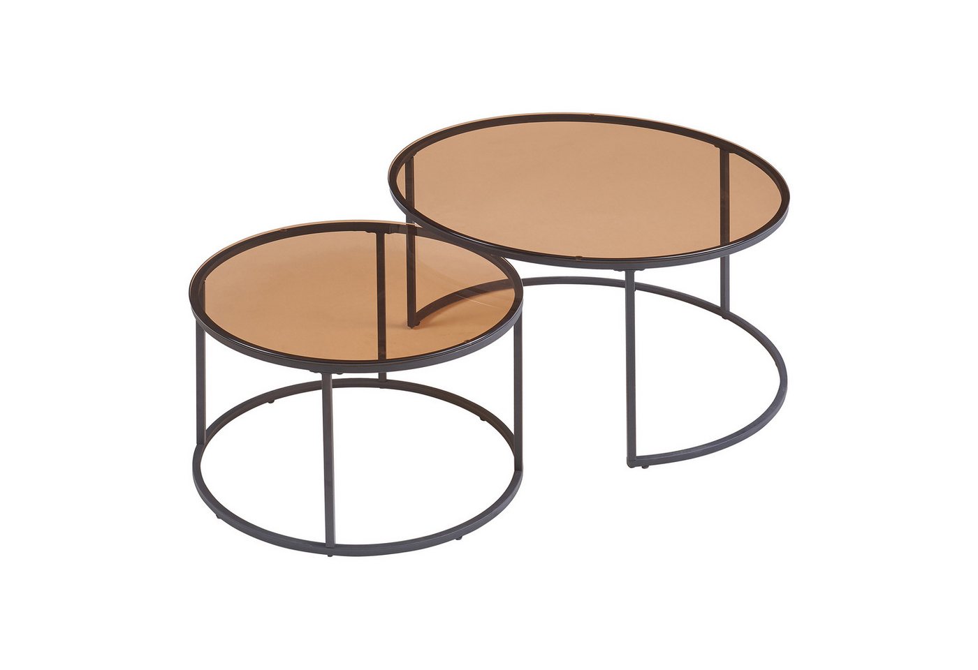 en.casa Couchtisch (Set, 2-St), »Kokkola« Satztisch rund Metall Rauchglas, braun – Bild 4 von 5