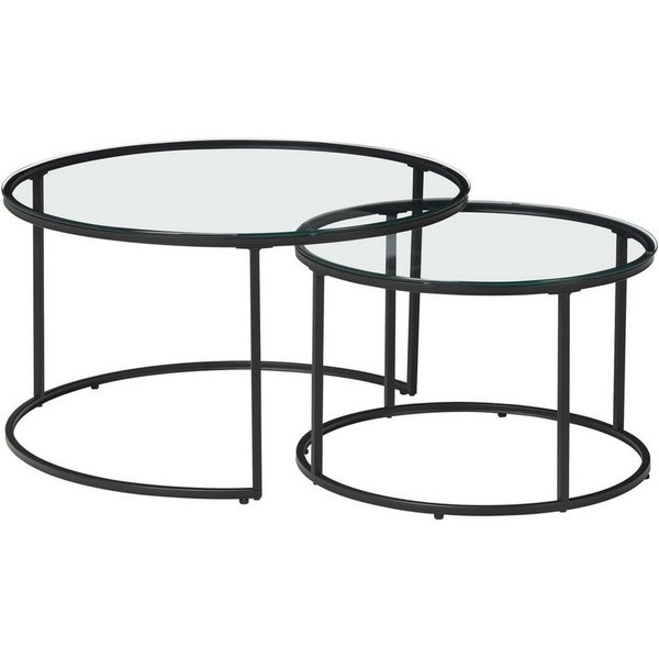 en.casa Couchtisch (Set, 2-St), »Kokkola« Satztisch rund Metall Klarglas