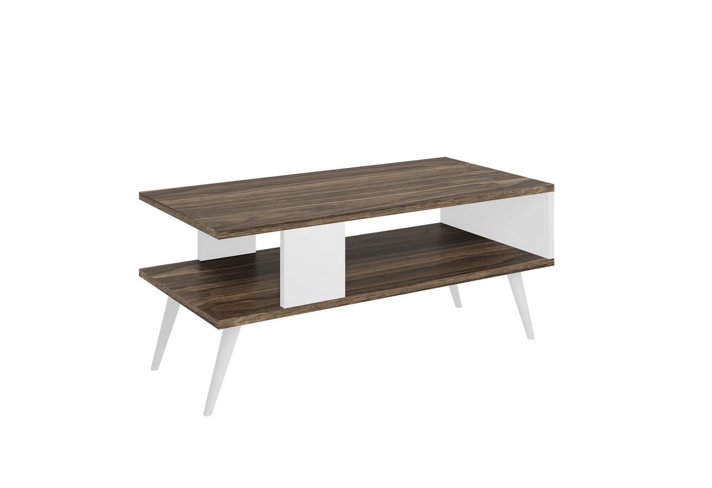 en.casa Couchtisch, »Lycksele« Wohnzimmertisch 40x90x45cm Walnuss-Optik/Weiß – Bild 3 von 5