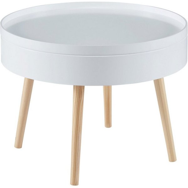 en.casa Couchtisch, »Bongard« Ø60 x 45 cm in glatter Optik rund Weiß