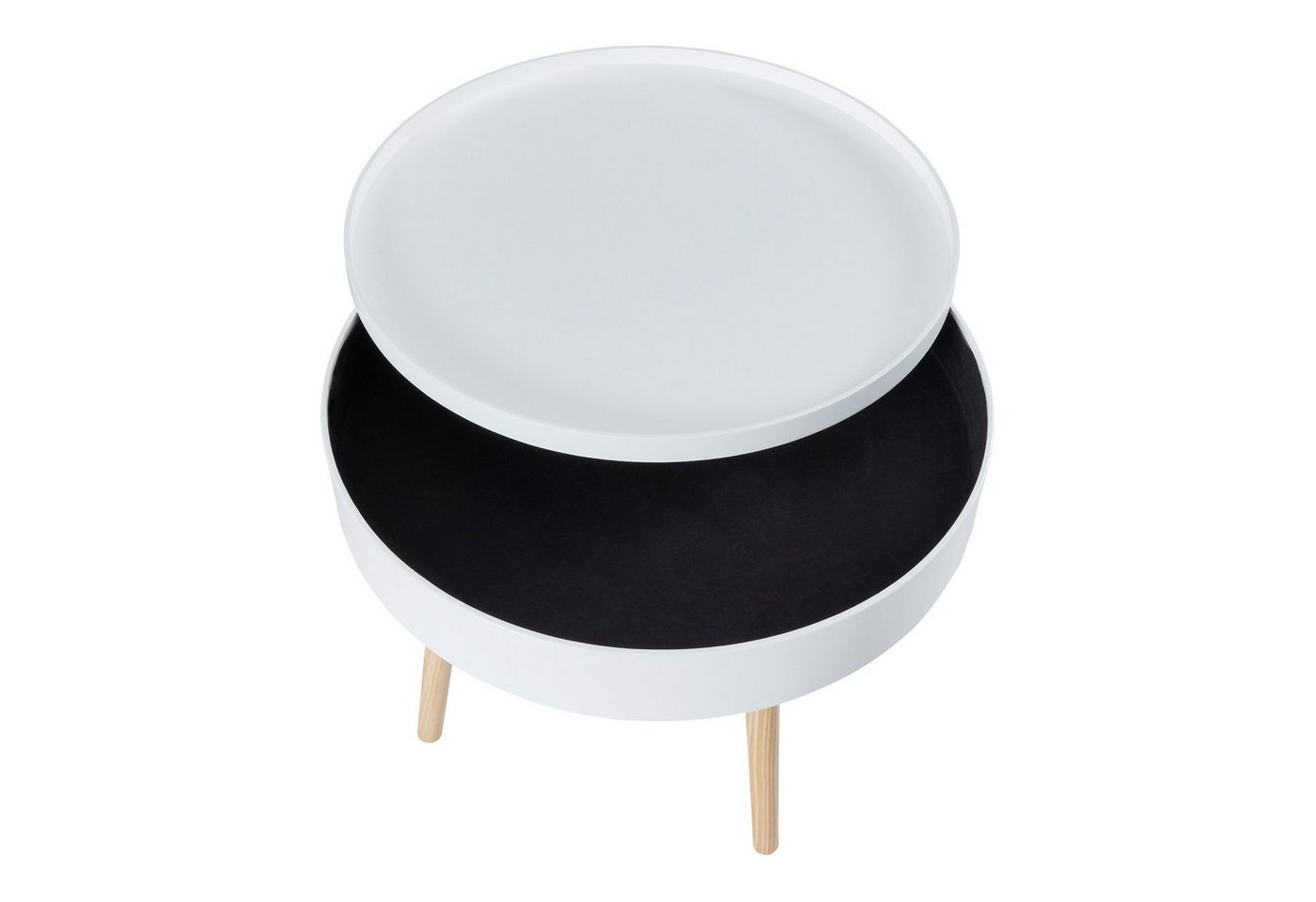 en.casa Couchtisch, »Bongard« Ø60 x 45 cm in glatter Optik rund Weiß – Bild 5 von 5