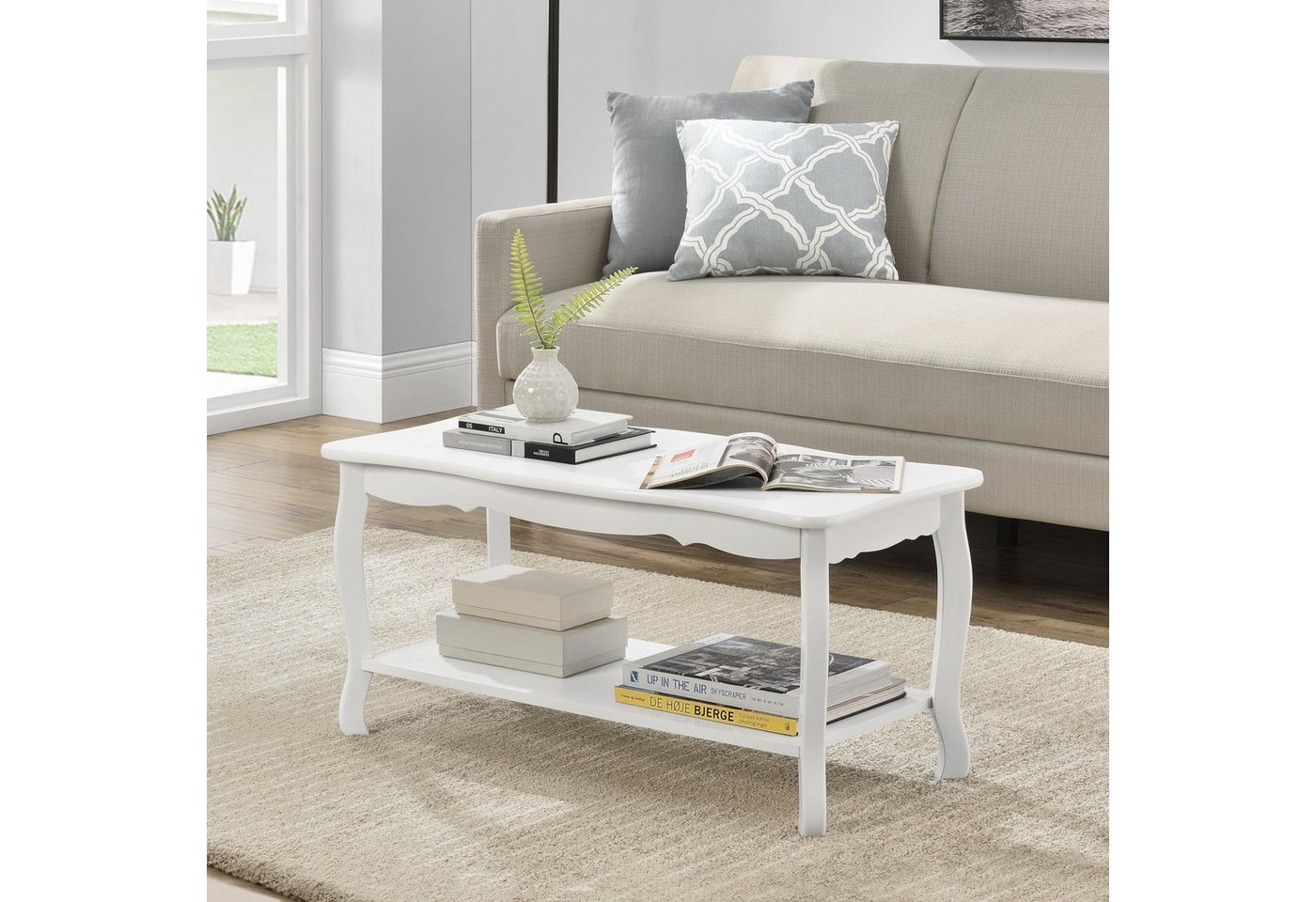 en.casa Couchtisch, Couchtisch »Pearl« - Weiß - 87,5 x 40 x 42 cm – Bild 2 von 5