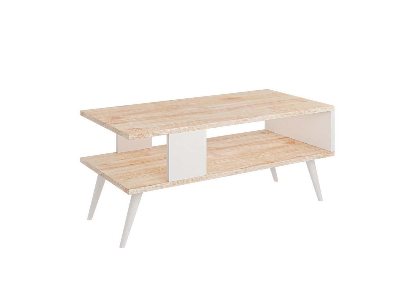 en.casa Couchtisch, »Lycksele« Wohnzimmertisch 40x90x45cm Eiche-Optik/Weiß – Bild 3 von 5