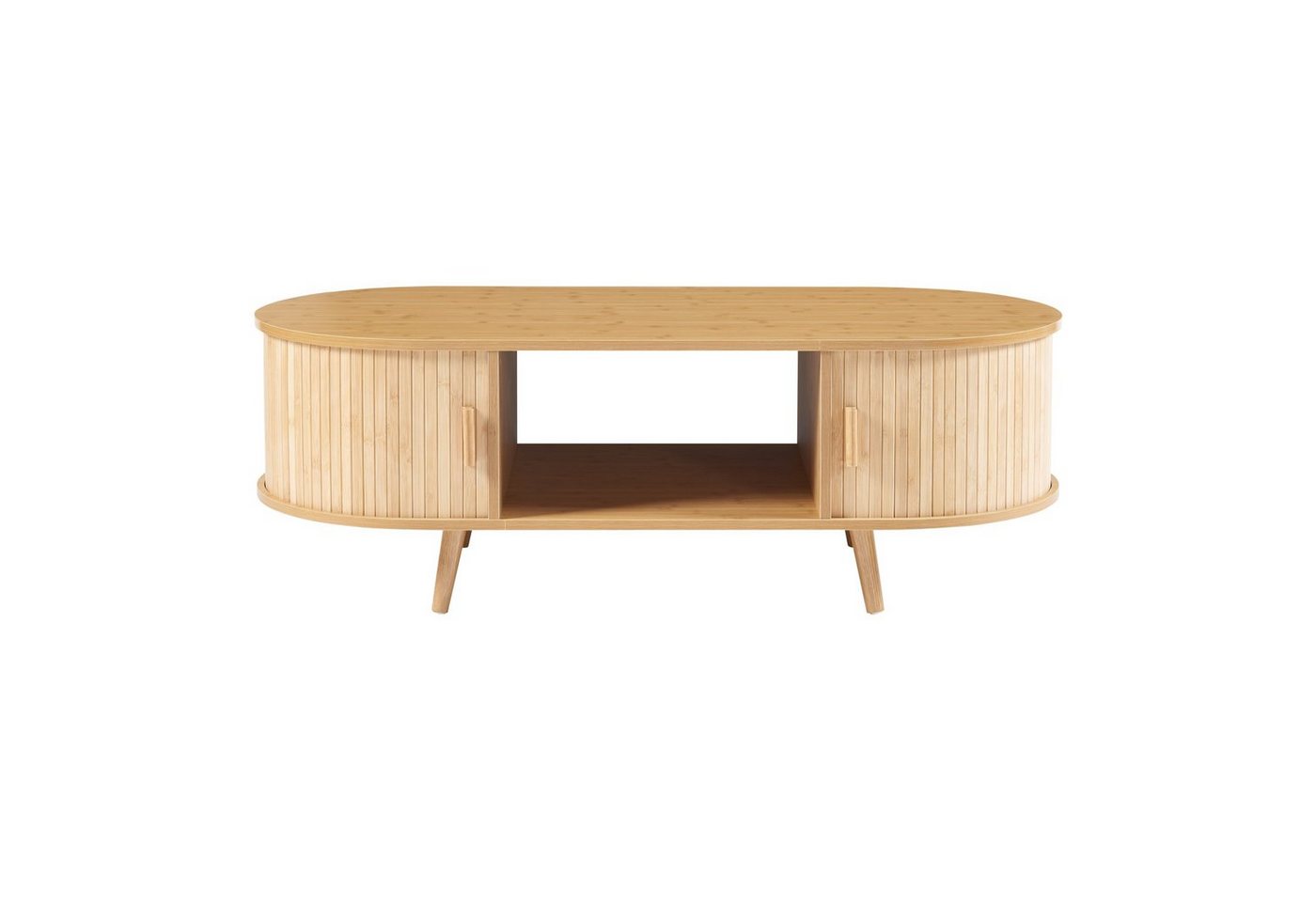 en.casa Couchtisch, »Nordkapp« mit 2 Türen 120 x 55 x 40 cm Holz Bambus – Bild 5 von 5