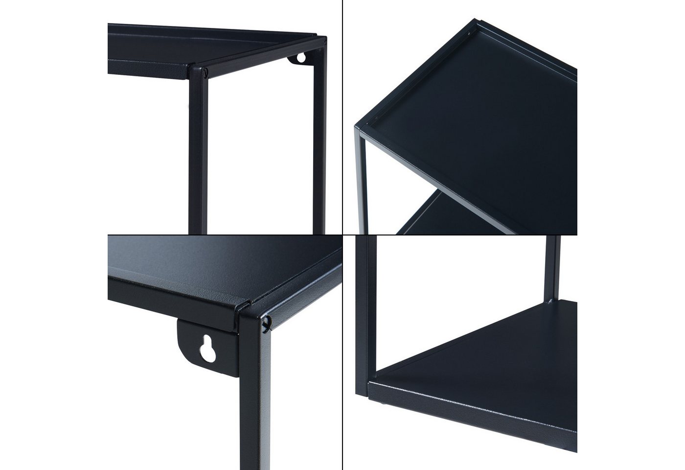 en.casa Deko-Wandregal, »Notodden« mit zwei Ablagen 60x25x35cm Schwarz Stahl – Bild 5 von 5