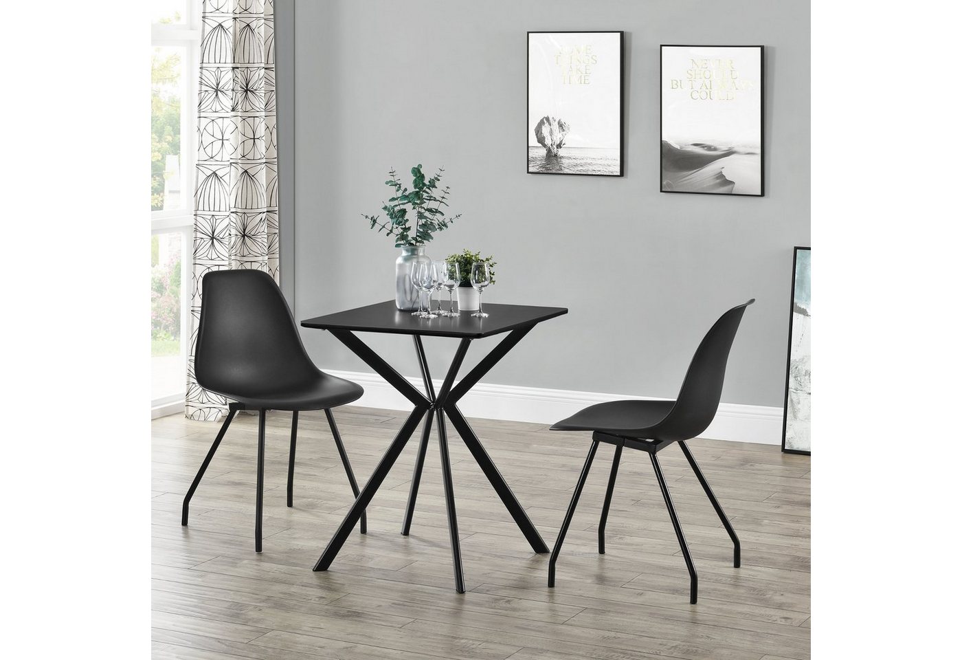 en.casa Esstisch, »Ankara« Küchentisch 60 x 60 x 75 cm Schwarz – Bild 2 von 5
