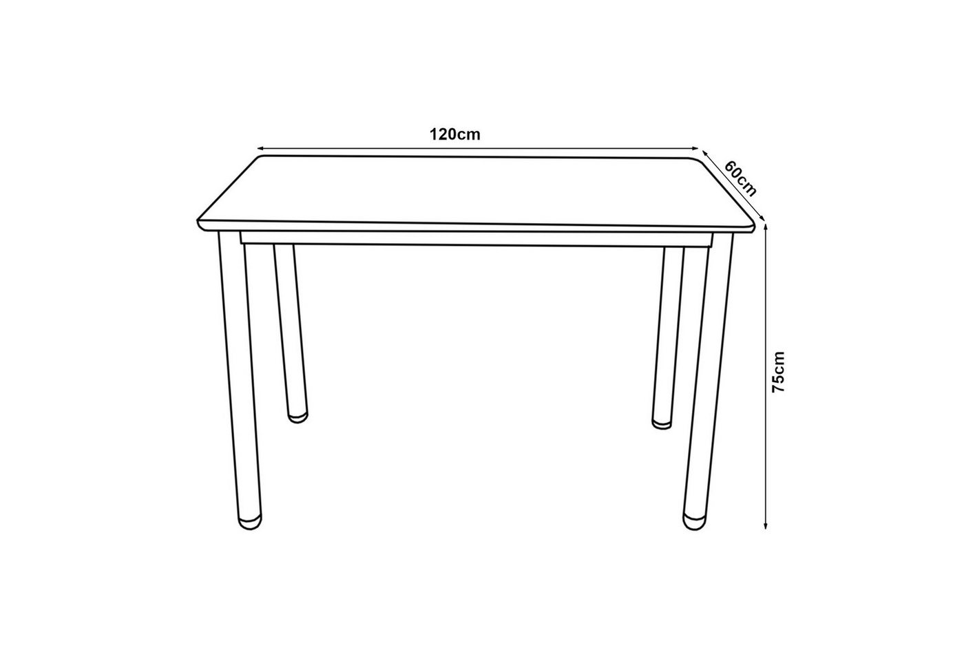 en.casa Esstisch, »Tammela« für 4 Personen 120x60 cm Marmoroptik schwarz – Bild 4 von 5