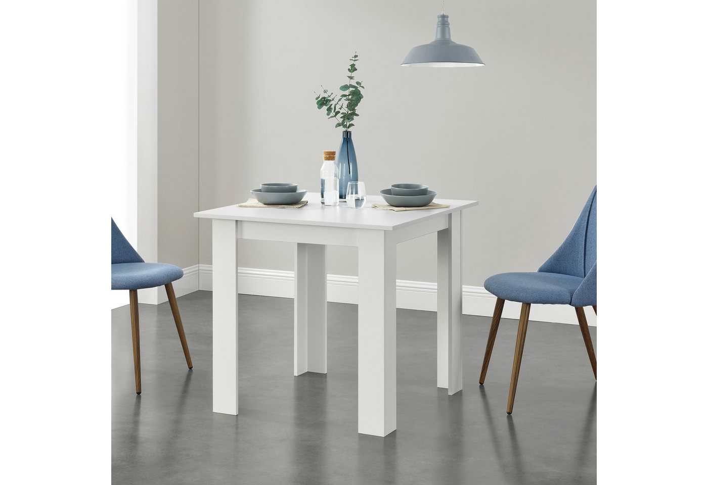 en.casa Esstisch, »Algermissen« Küchentisch Esszimmertisch 80x80x76cm Weiß – Bild 2 von 5