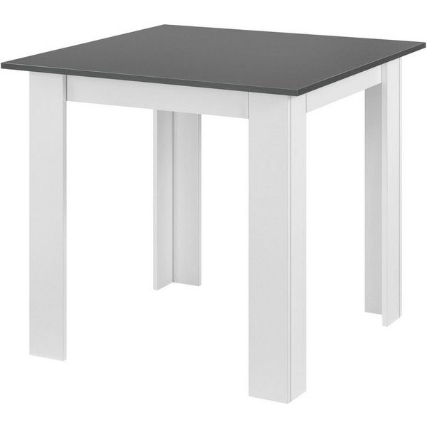 en.casa Esstisch, Algermissen Küchentisch 80x80x76cm Weiß/Dunkelgrau