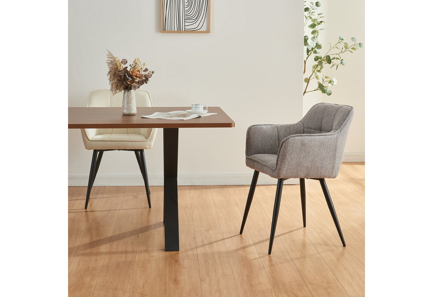 en.casa Esszimmerstuhl, »Birmingham« gepolstert 81x57x53 cm Grau – Bild 4 von 5