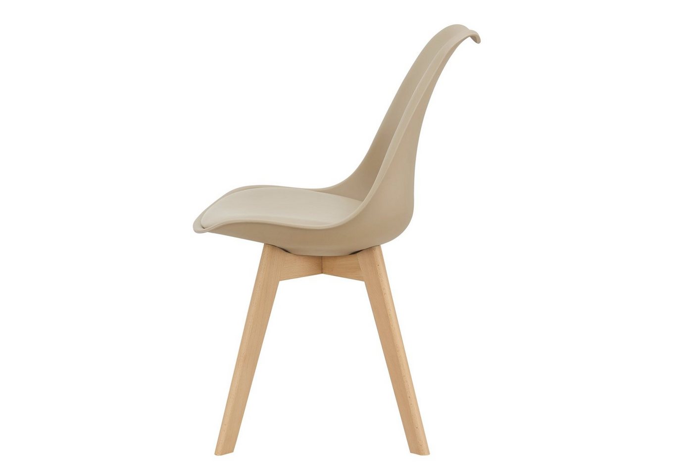 en.casa Esszimmerstuhl (Set, 2 St), »Fläten« mit Massivholzbeinen Kunstleder Beige – Bild 4 von 5