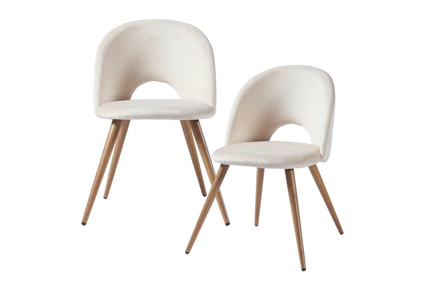 en.casa Esszimmerstuhl (Set, 2 St), »Karijoki« Polsterstühle Metallbeine 77 x 50 x 55 cm Beige/Holzoptik – Bild 3 von 5