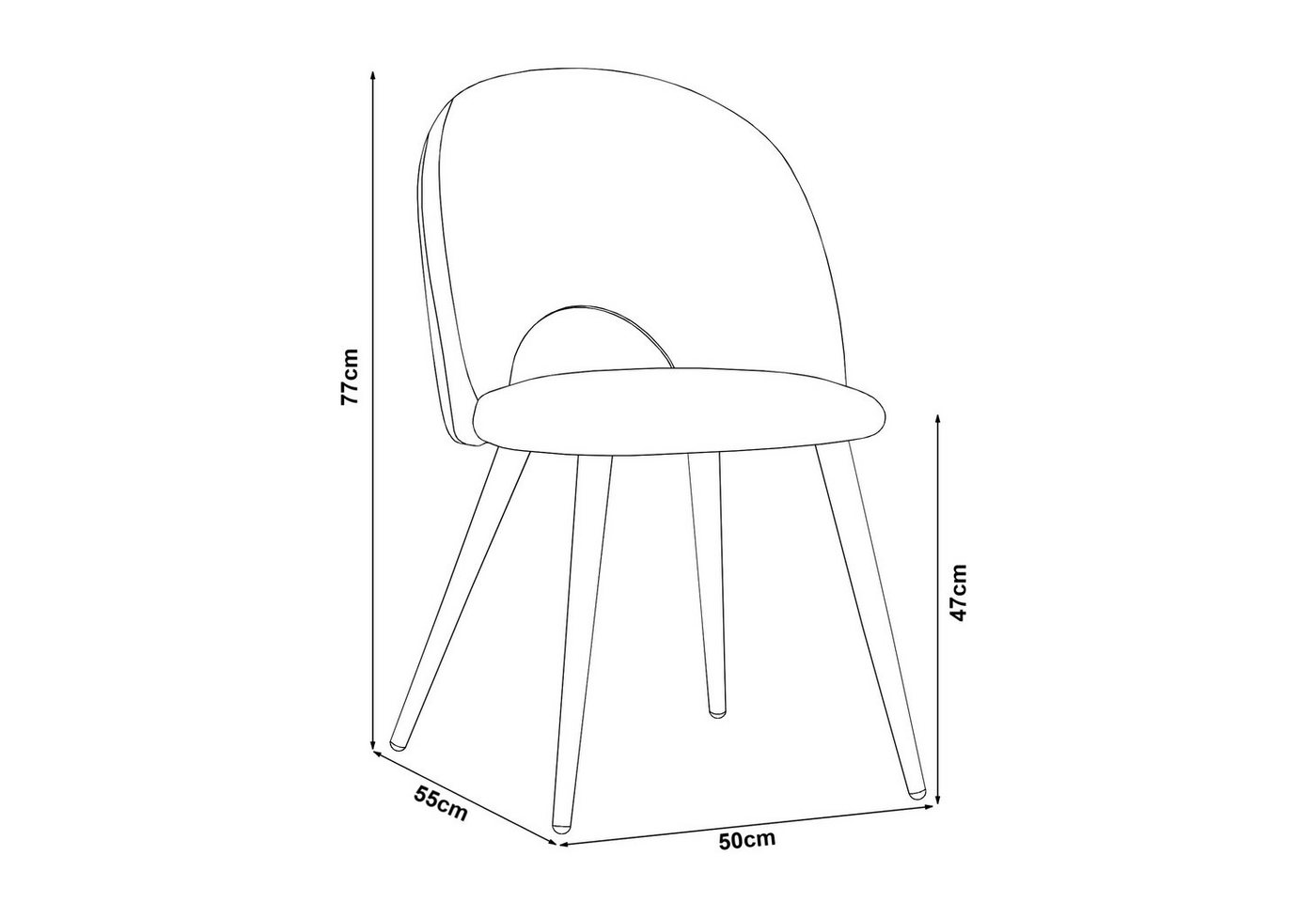 en.casa Esszimmerstuhl (Set, 2 St), »Karijoki« Polsterstühle Metallbeine 77 x 50 x 55 cm Beige/Holzoptik – Bild 5 von 5