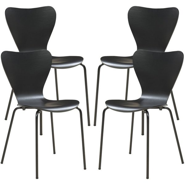 en.casa Esszimmerstuhl (Set, 4 St), »Essunga« Holz Metall 80x48x45,5 cm Schwarz