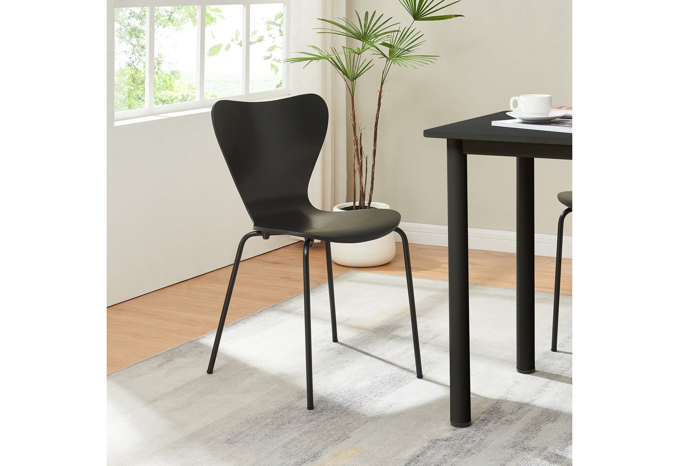 en.casa Esszimmerstuhl (Set, 4 St), »Essunga« Holz Metall 80x48x45,5 cm Schwarz – Bild 3 von 5