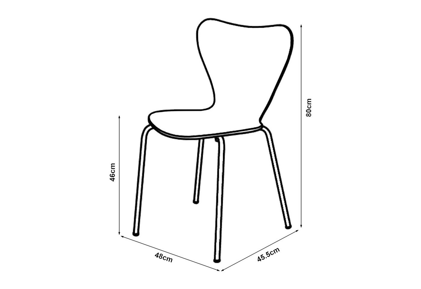 en.casa Esszimmerstuhl (Set, 4 St), »Essunga« Holz Metall 80x48x45,5 cm Schwarz – Bild 5 von 5