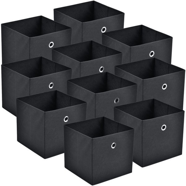 en.casa Faltbox (10 St), Virrat 10er Set Aufbewahrungsbox 30x30x28cm Schwarz