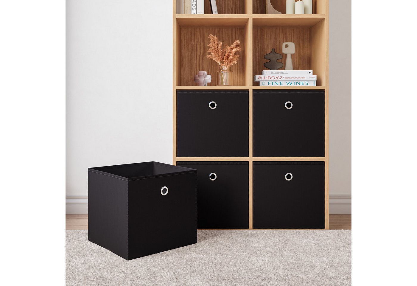 en.casa Faltbox (10 St), Virrat 10er Set Aufbewahrungsbox 30x30x28cm Schwarz – Bild 2 von 5