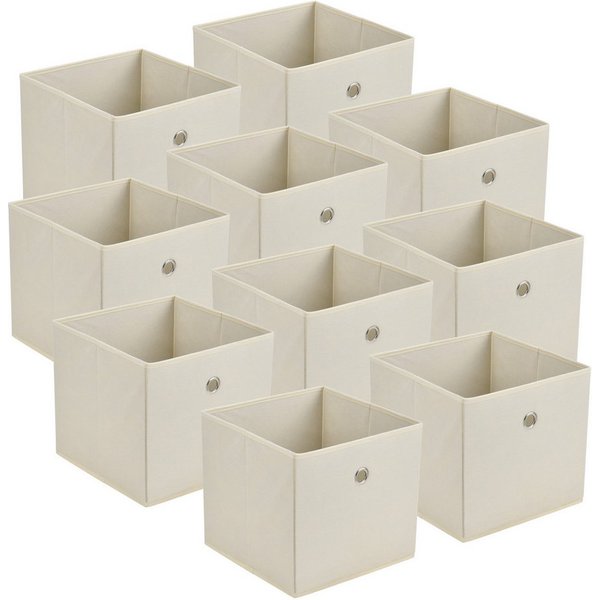 en.casa Faltbox (10 St), Virrat 10er Set Aufbewahrungsbox 30x30x28cm Beige