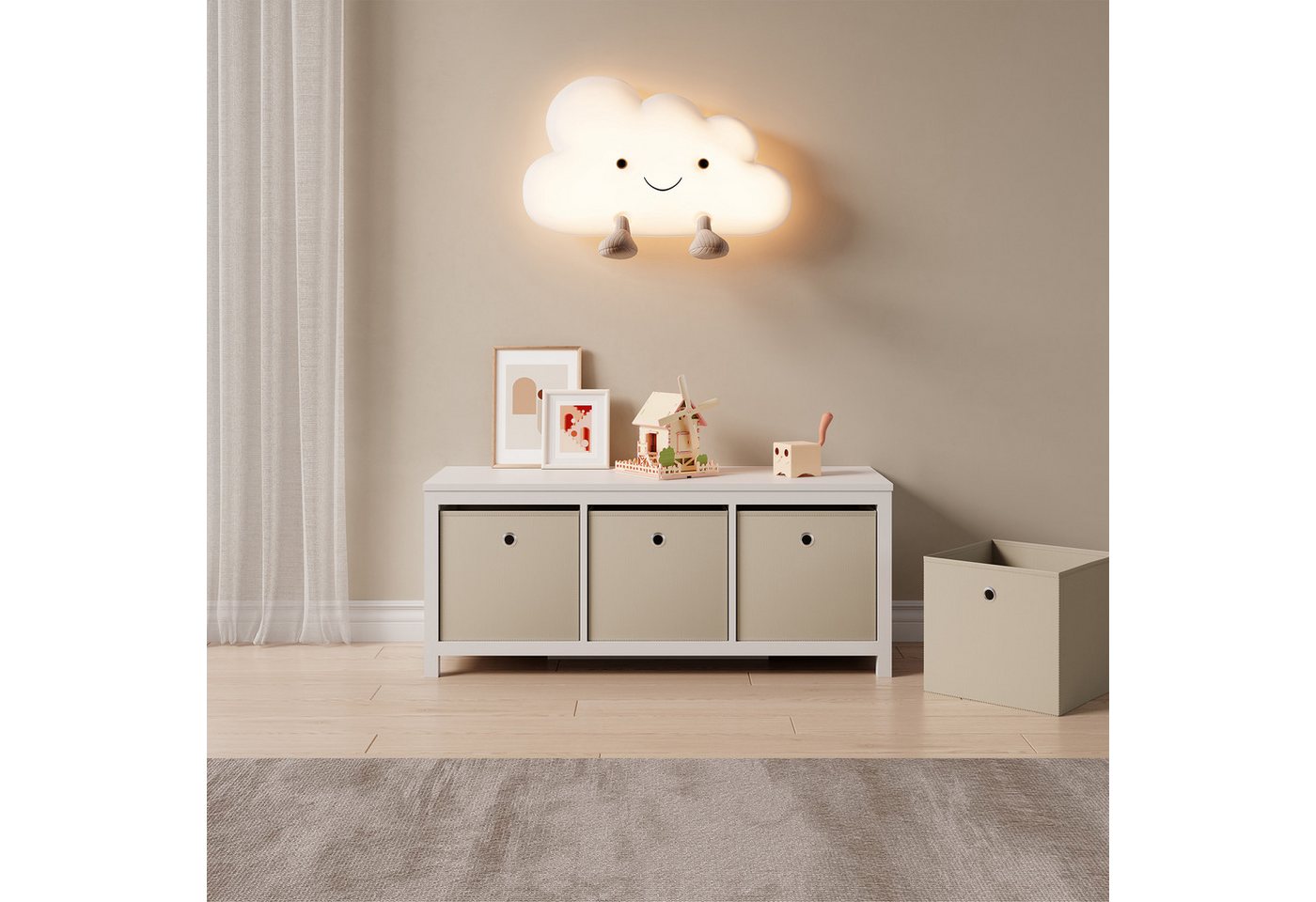 en.casa Faltbox (10 St), Virrat 10er Set Aufbewahrungsbox 30x30x28cm Beige – Bild 4 von 5