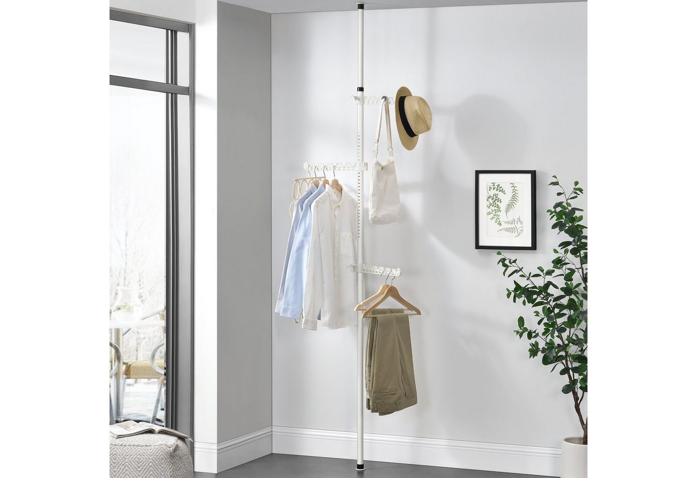 en.casa Garderobenhalter, »Havneby« Teleskopgarderobe mit Kleiderstange – Bild 2 von 5