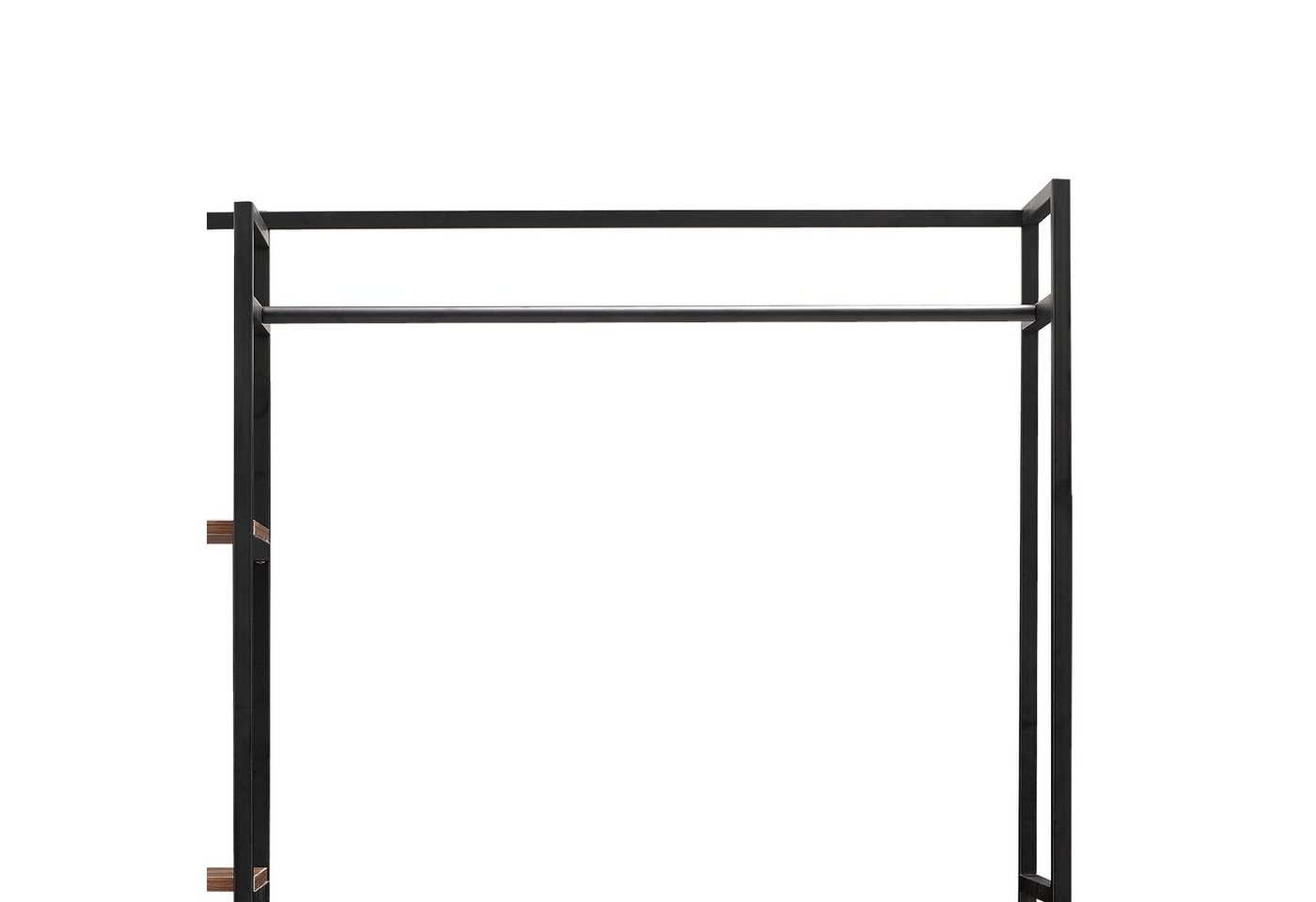 en.casa Garderobenständer, »Horgau« 1 Stange, 5 offene Fächer 180x120x40cm Schwarz/Walnuss – Bild 5 von 5
