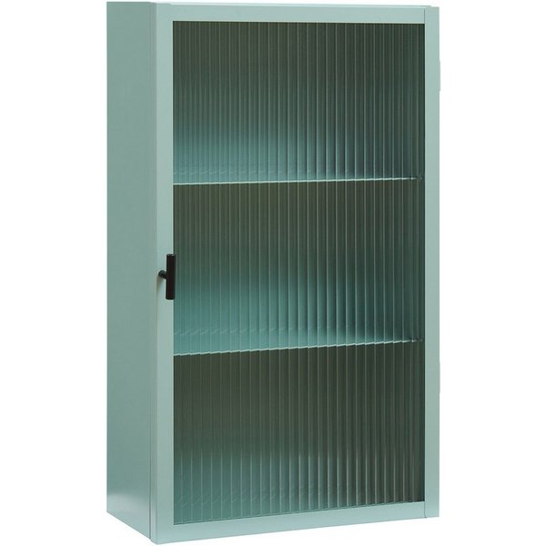 en.casa Hängeschrank »Zundert« 60 x 35 x 15 cm mit geriffelter Glastür Stahl Mintgrün