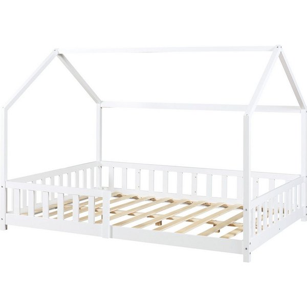 en.casa Hausbett, »Hesel« Montessori Bett Kiefernholz Weiß 140 x 200 cm