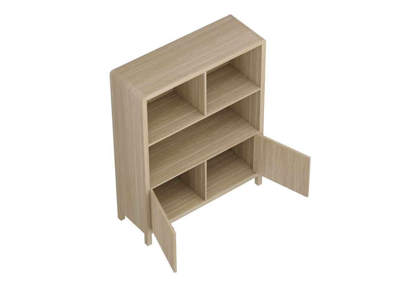 en.casa Highboard, »Lukkodso« mit 2 Türen,5 Fächern 103x80x28 cm Eicheoptik – Bild 5 von 5