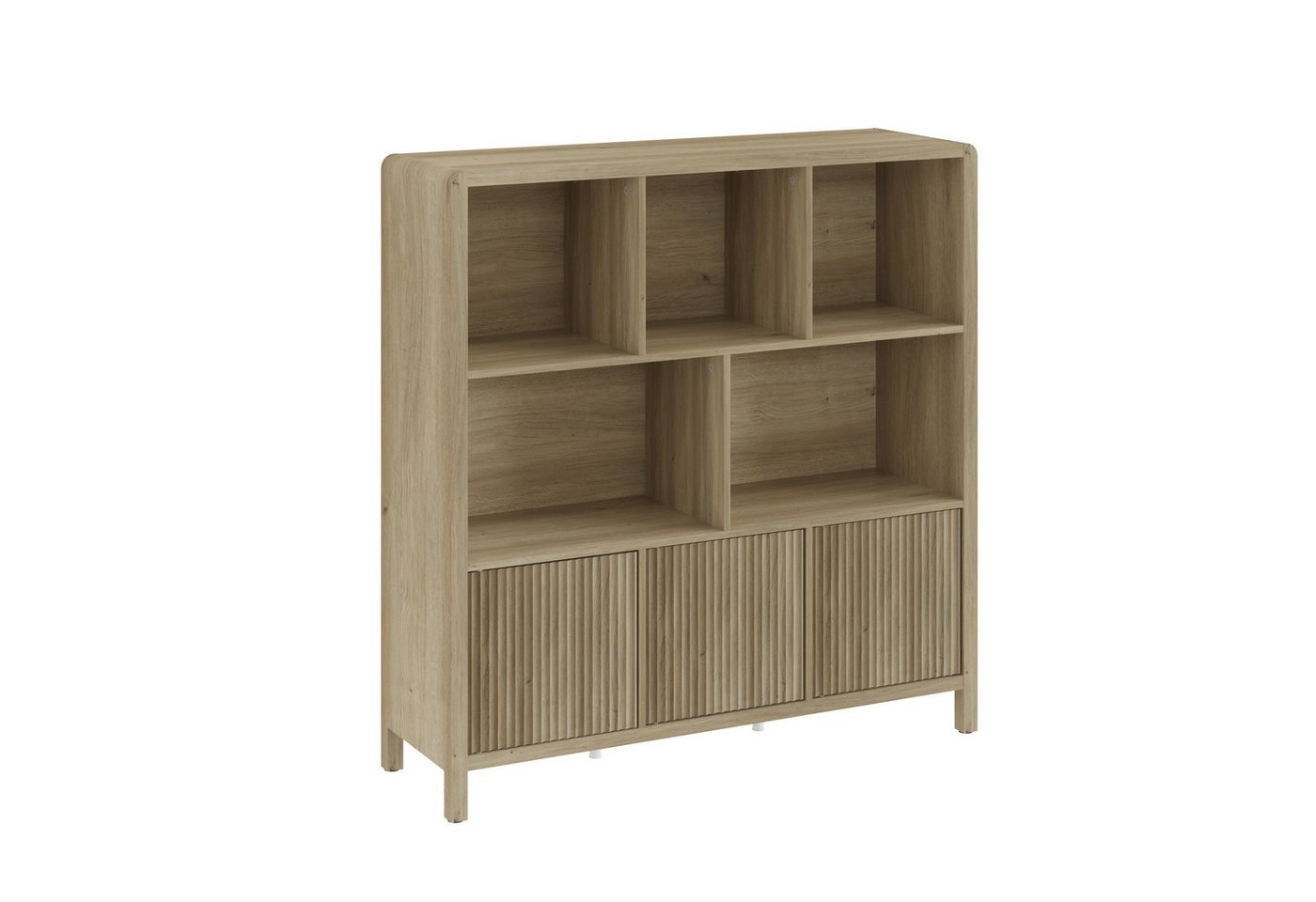 en.casa Highboard, »Lukkodso« mit 3 Türen, 8 Fächern 102x98x30 cm Eicheoptik, mittelhell – Bild 3 von 5