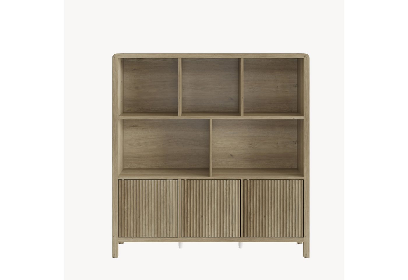 en.casa Highboard, »Lukkodso« mit 3 Türen, 8 Fächern 102x98x30 cm Eicheoptik, mittelhell – Bild 5 von 5