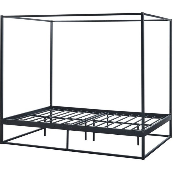 en.casa Himmelbett, »Kristianstad« mit Lattenrost Metall Schwarz 140 x 200 cm