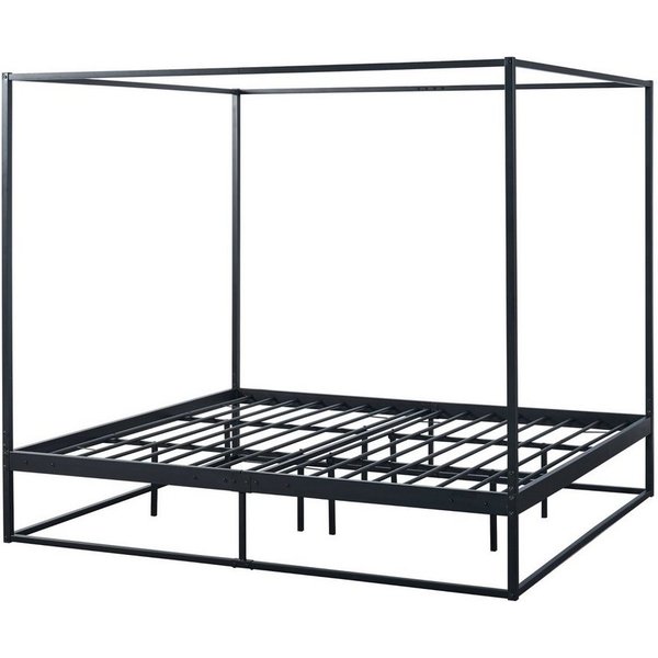 en.casa Himmelbett, »Kristianstad« mit Lattenrost Metall Schwarz 180 x 200 cm